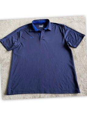 Under Armour Polo Shirt Large Blue HeatGear Loose Fit Logo Golf Athletic Men’s